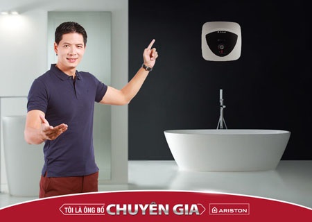 Bình Minh - Xa rời showbiz, chọn sống bình yên - 2 Bình Minh cực ưng ý với bình nước nóng Andris của Ariston mà anh đã lựa chọn