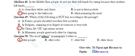 Gợi ý giải đề thi môn Anh văn tốt nghiệp THPT 2011 - 10