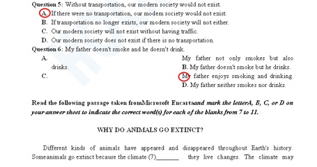 Gợi ý giải đề thi môn Anh văn tốt nghiệp THPT 2011 - 2