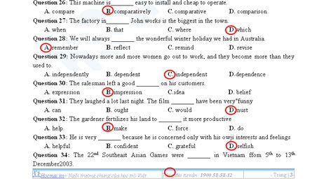 Gợi ý giải đề thi môn Anh văn tốt nghiệp THPT 2011 - 6