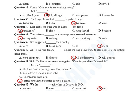 Gợi ý giải đề thi môn Anh văn tốt nghiệp THPT 2011 - 7