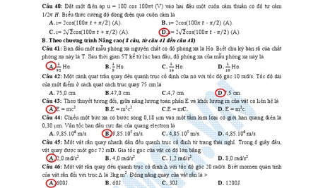 Gợi ý giải đề thi môn Vật lý tốt nghiệp THPT 2011 - 10 Gợi ý giải đề thi môn Vật lý tốt nghiệp THPT 2011 - 10