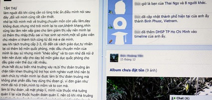 Facebook tự xưng của thầy Khải cùng bức tâm thư
