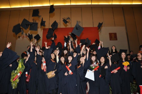 Học viên tốt nghiệp vui mừng tung mũ