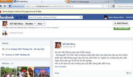 Hoang tin trên Facebook Đỗ Việt Khoa - 1 Những thông tin trên FB được coi là của ông Đỗ Việt Khoa