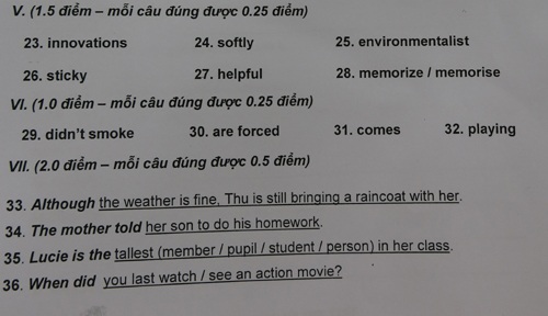 TPHCM: Công bố đáp án các môn thi lớp 10 - 12 Lê Phương