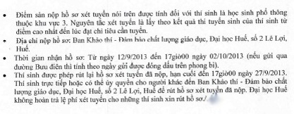 ĐH Huế công bố điểm trúng tuyển NV2 và xét tuyển NV3 - 6 Thí sinh và người nhà có thể tham khảo về NV3