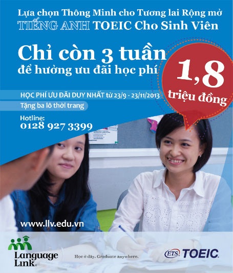 Tìm kiếm lợi thế cạnh tranh khi tuyển dụng với khóa học Tiếng Anh TOEIC cho sinh viên - 1 Chỉ còn 3 tuần để hưởng ưu đãi học phí khóa Tiếng Anh TOEIC cho sinh viên tại Language Link.