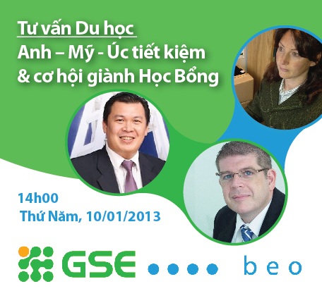 GSE thường xuyên cập nhật chi tiết thông tin học bổng Anh-Úc-Mỹ - 1 Tư vấn “Du học Anh - Mỹ - Úc tiết kiệm và cơ hội giành học bổng”