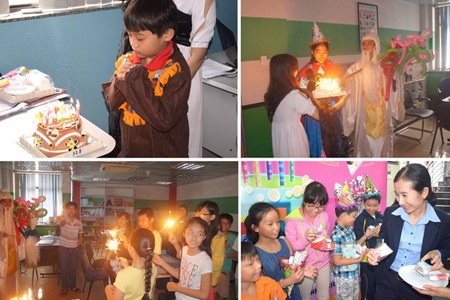 AMA nuôi dưỡng tâm hồn trẻ thơ bằng các hoạt động đáng nhớ - 2 Bánh sinh nhật, quà tặng và bạn bè đã đem đến niềm vui ngày sinh nhật cho các bé.