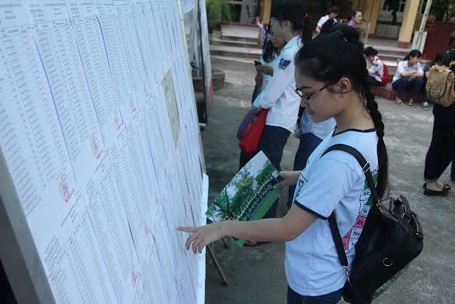 Hôm nay, hơn 910.000 thí sinh nghe phổ biến quy chế thi tốt nghiệp - 4 Thí sinh xem số báo danh, sơ đồ phòng thi. (Ảnh: Hoàng Mạnh)