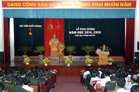 Quang cảnh lễ khai giảng năm học 2014-2015 của Học viện Quốc phòng. (Ảnh: VGP/Nhật Bắc)