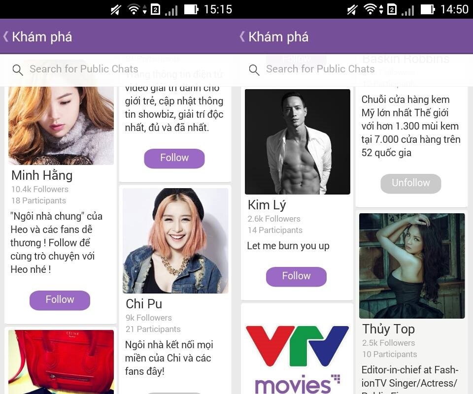 Viber tạo nên cơn sốt thông tin với chức năng Public Chats - 1 Ở Public Chats, bạn có thể tìm thấy nhiều
chủ đề giải trí đa dạng và thú vị