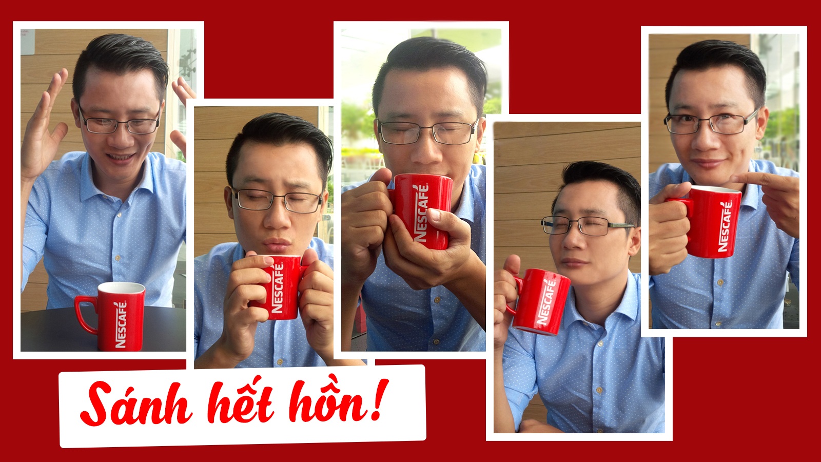 Hoàng Bách thích thú khoe gương mặt“Sánh đậm” theo phong cách của riêng mình.