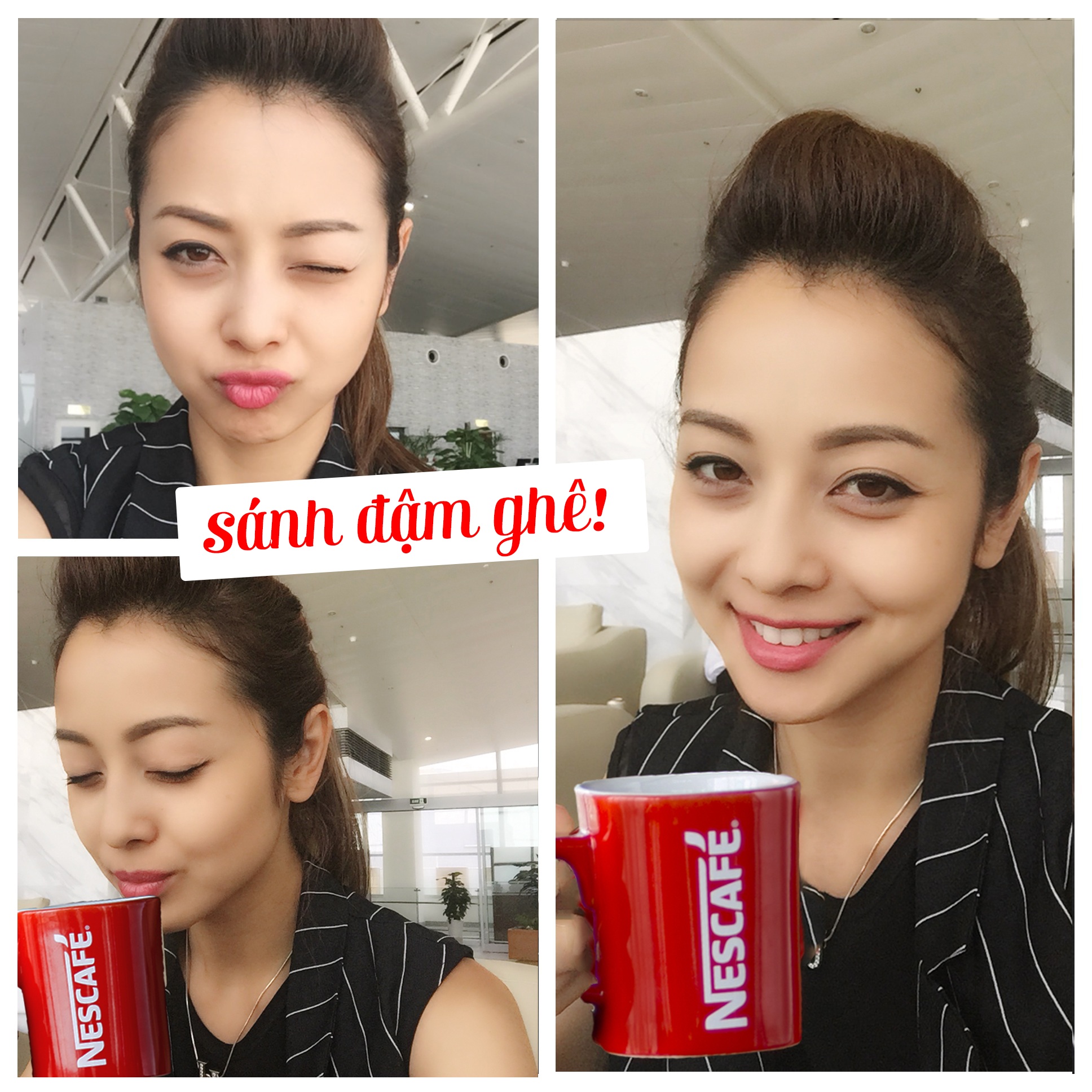 Hoàng Bách thích thú khoe gương mặt“Sánh đậm” theo phong cách của riêng mình.