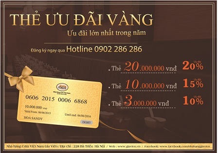 Nhà hàng Gia Viên ra mắt Thẻ Ưu Đãi Vàng - 1 Nhà hàng Gia Viên ra mắt Thẻ Ưu Đãi Vàng
