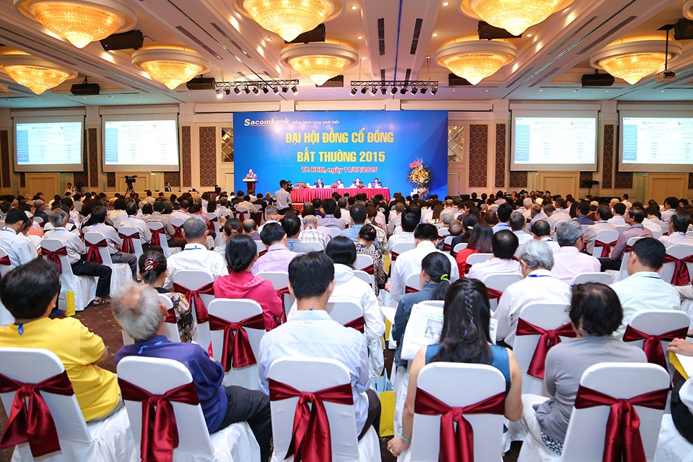 Toàn cảnh Đại hội đồng cổ
đông bất thường 2015 của Sacombank.