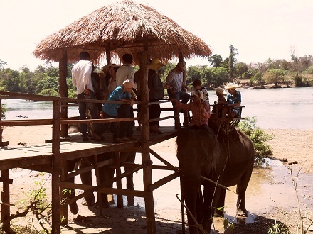Trạm trung chuyển khách cưỡi voi.
