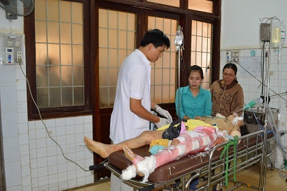 Vết máu của nạn nhân tại hiện trường.