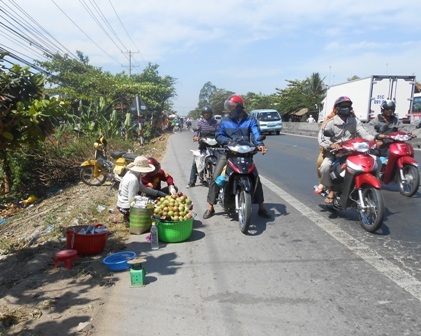 Nhiều khách hàng thích thú với kiểu mua trái cây tươi ngon này.