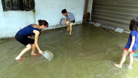 Người Hà Nội “đắp đập”, bơi thuyền, đánh cá trên phố