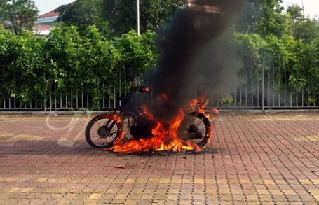 Chỉ sau ít phút, ngọn lửa đã thiêu rụi chiếc xe.