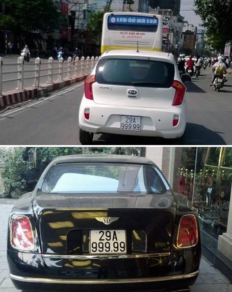 Hai xế hộp chênh lệch “đẳng cấp” cùng biển 29A-999.99 - 1 Hình ảnh 2 chiếc xe chênh lệch đẳng cấp mới được lan truyền trên mạng.