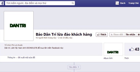 Fanpage Tiến lập ra để hạ uy tín báo Dân trí.