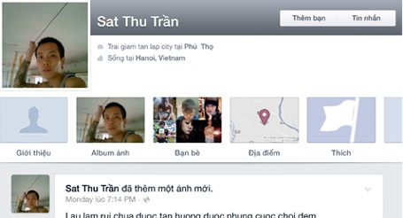 Truy nguồn phát tán ảnh phạm nhân trên facebook - 2 Chủ nhân trang facebook Sat Thu Trần giới thiệu mình đang ở trại giam Tân Lập, Phú Thọ.