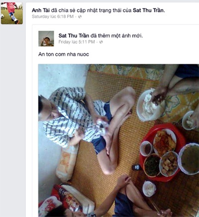 Truy nguồn phát tán ảnh phạm nhân trên facebook - 3 Hình ảnh một bữa cơm trong tù được chia sẻ.