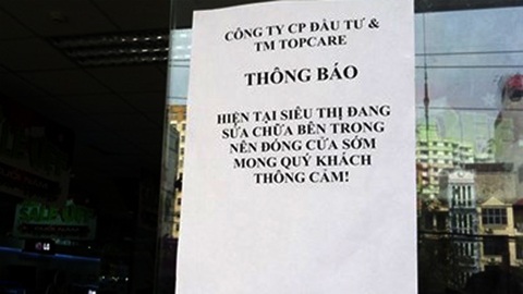 Trung tâm điện máy Topcare bất ngờ đóng cửa hàng loạt - 2 Thông báo của siêu thị Topcare về việc ngừng hoạt động