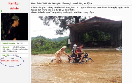 Dân mạng cảm kích tấm hình CSGT giúp dân trong lũ - 2 Chỉ trong ít ngày, đã có cả ngàn lượt bấm like trên diễn đàn cho topic này