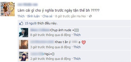 Nhiều dòng status (trạng thái) nói về tận thế