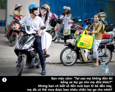 Dân mạng xúc động với bộ ảnh về Mẹ - 1 Câu chuyện thứ nhất: Tại sao mẹ không đón tôi bằng xe tay ga như mẹ đứa khác?