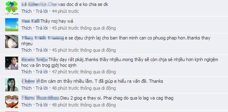 Thầy giáo “hot boy” tư vấn bí quyết đối phó áp lực thi cử - 6 Và những chia sẻ, cảm ơn từ phía các bạn trẻ.