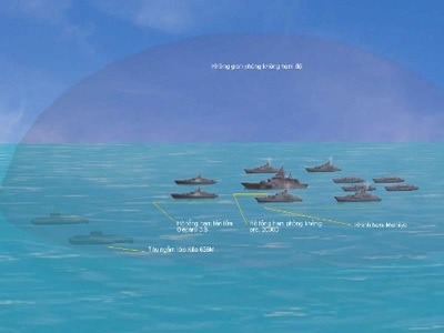 Vị trí khinh hạm tên lửa Molniya trong đội hình tác chiến.