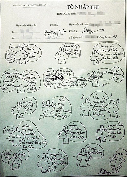 Những tờ giấy nháp "bá đạo" của sĩ tử mùa thi - 7 Rất nhiều những hình vẽ thú vị thể hiện sự hài hước của các sĩ tử