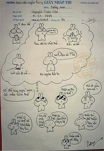 Những tờ giấy nháp "bá đạo" của sĩ tử mùa thi - 9 Rất nhiều những hình vẽ thú vị thể hiện sự hài hước của các sĩ tử