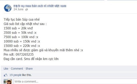 Mua bán “sub” và “cơn khát” nổi tiếng của giới trẻ - 1 Một mẫu rao bán “sub” trên Facebook
