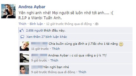 Cộng đồng mạng thương tiếc ca sĩ Wanbi Tuấn Anh - 9 Midu, Andrea và Hồng Quế bùi ngùi