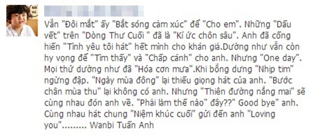 Cộng đồng mạng thương tiếc ca sĩ Wanbi Tuấn Anh - 7 Bạn trẻ viết lời chia buồn bằng tên những ca khúc của Wanbi