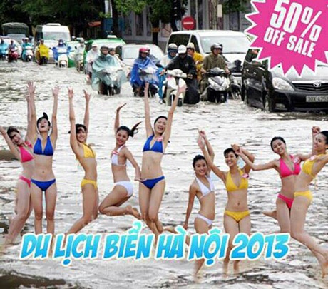 Hà Nội “phố hóa sông”, cư dân mạng nhộn nhịp chế ảnh  - 3 Mai Châm