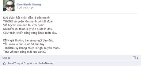 Những bài thơ về Đại tướng được đăng tải, lan truyền trên mạng xã hội