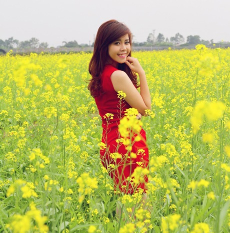 Ngắm Á khôi Imiss xinh tươi giữa “thảm” cải vàng - 1 Hoàng Dung