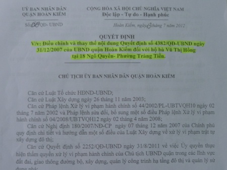 Quận Hoàn Kiếm sẽ kiên quyết xử lý vi phạm kéo dài tại 18 Ngô Quyền - 1 Quyết định xử lý mới nhất do UBND quận Hoàn Kiếm ban hành