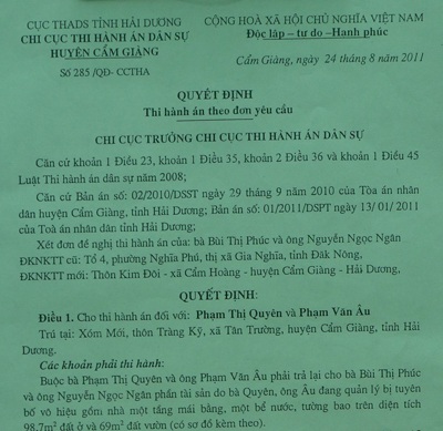 Thi hành án huyện Cẩm Giàng nóng vội, người dân khốn khổ - 2 Lá đơn đề nghị khẩn cấp gửi báo