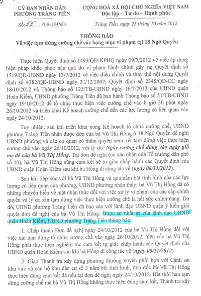 Chuyện "kỳ cục" trong xử lý vi phạm tại quận Hoàn Kiếm - 3 Công văn của UBND quận Hoàn Kiếm gửi báo