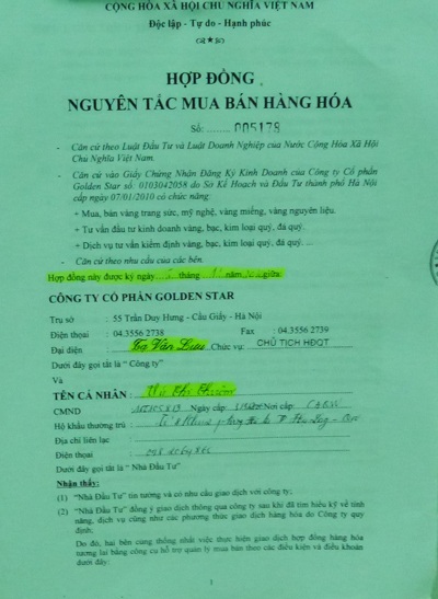 Đề nghị điều tra vụ khách hàng “sập bẫy” sàn vàng 25 tỷ đồng - 2 Hợp đồng bà Thuận ký với ông Tạ Văn Lưu