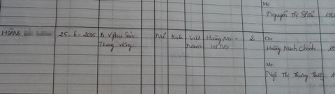 Ông Hoàng Minh Chính và bà Ngô Thị Thương Thương được ghi rõ ràng trong sổ