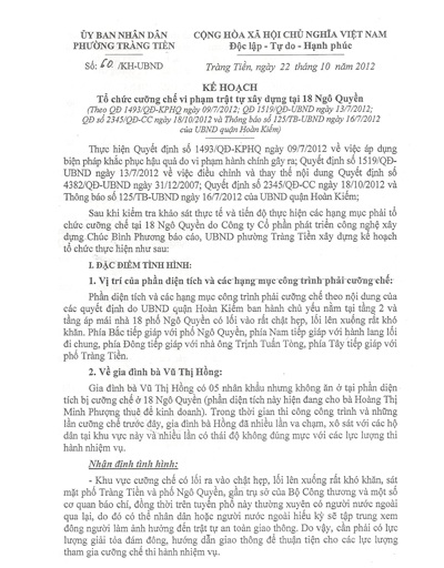 Kế hoạch cưỡng chế được UBND quận Hoàn Kiếm phê duyệt rất hoành tráng